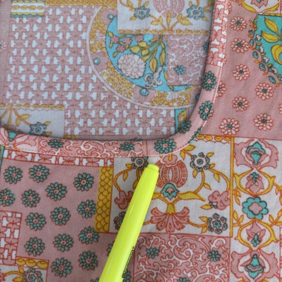 Vintage Top Womens Large Floral Patchwork Nylon Shirt Blouse Boho 70s 80s Kmart - Picture 10 of 11